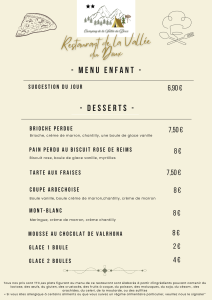 restaurant camping de la vallée du doux carte desserts