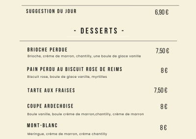 restaurant camping de la vallée du doux carte desserts