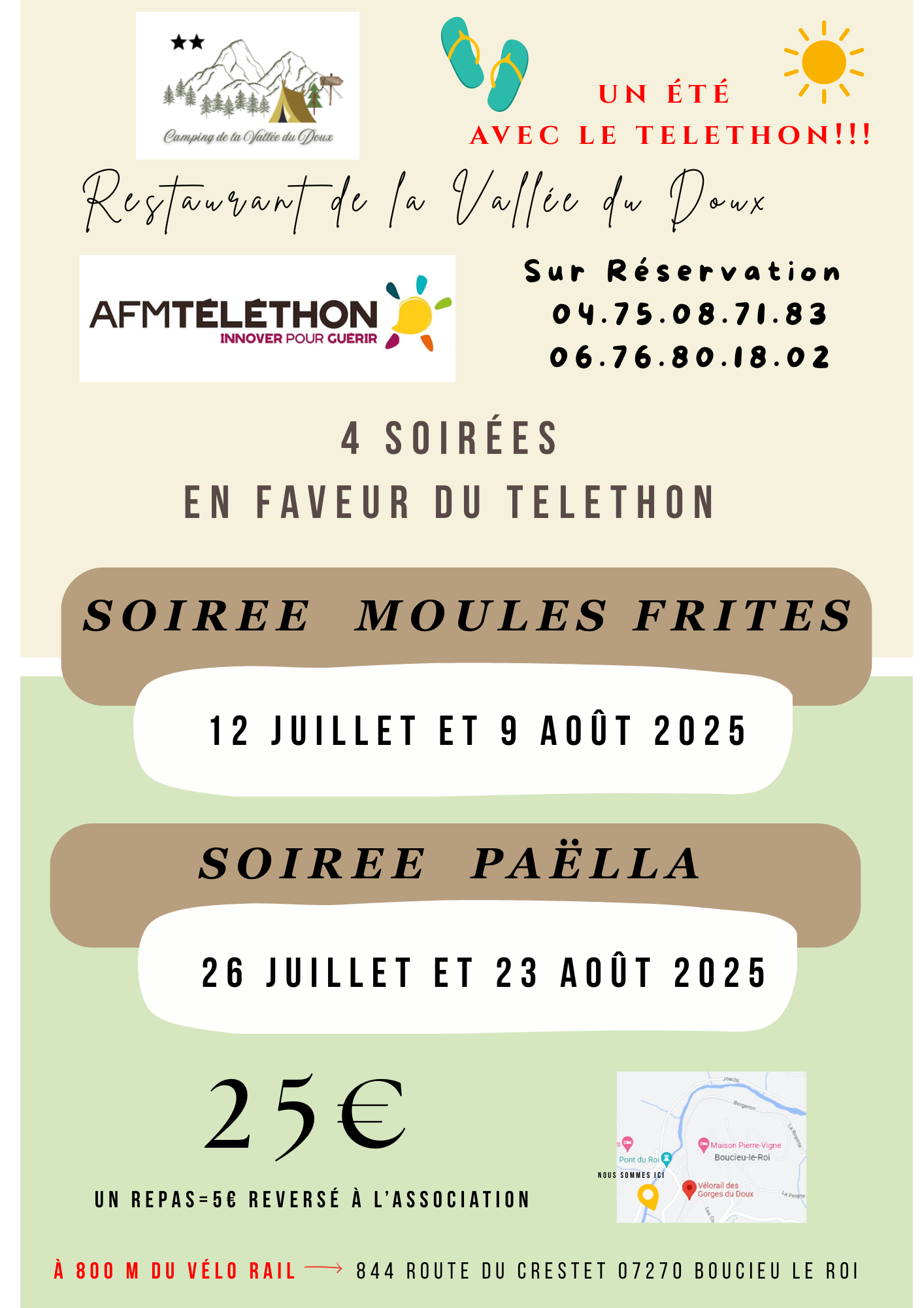 affiche camping restaurant vallee du doux soirée telethon affiche soirée téléthon camping restaurant de la vallée du doux