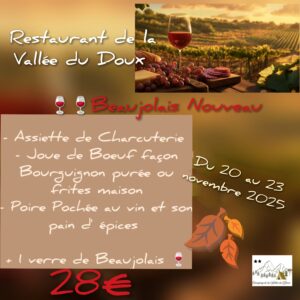 camping restaurant de la vallée du doux menu beaujolais