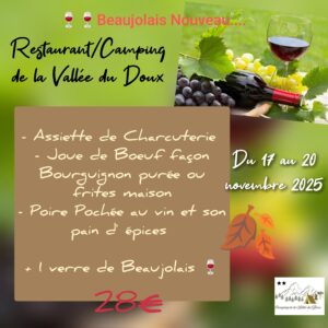 camping rfestaurant de la vallée du doux menu beaujolais