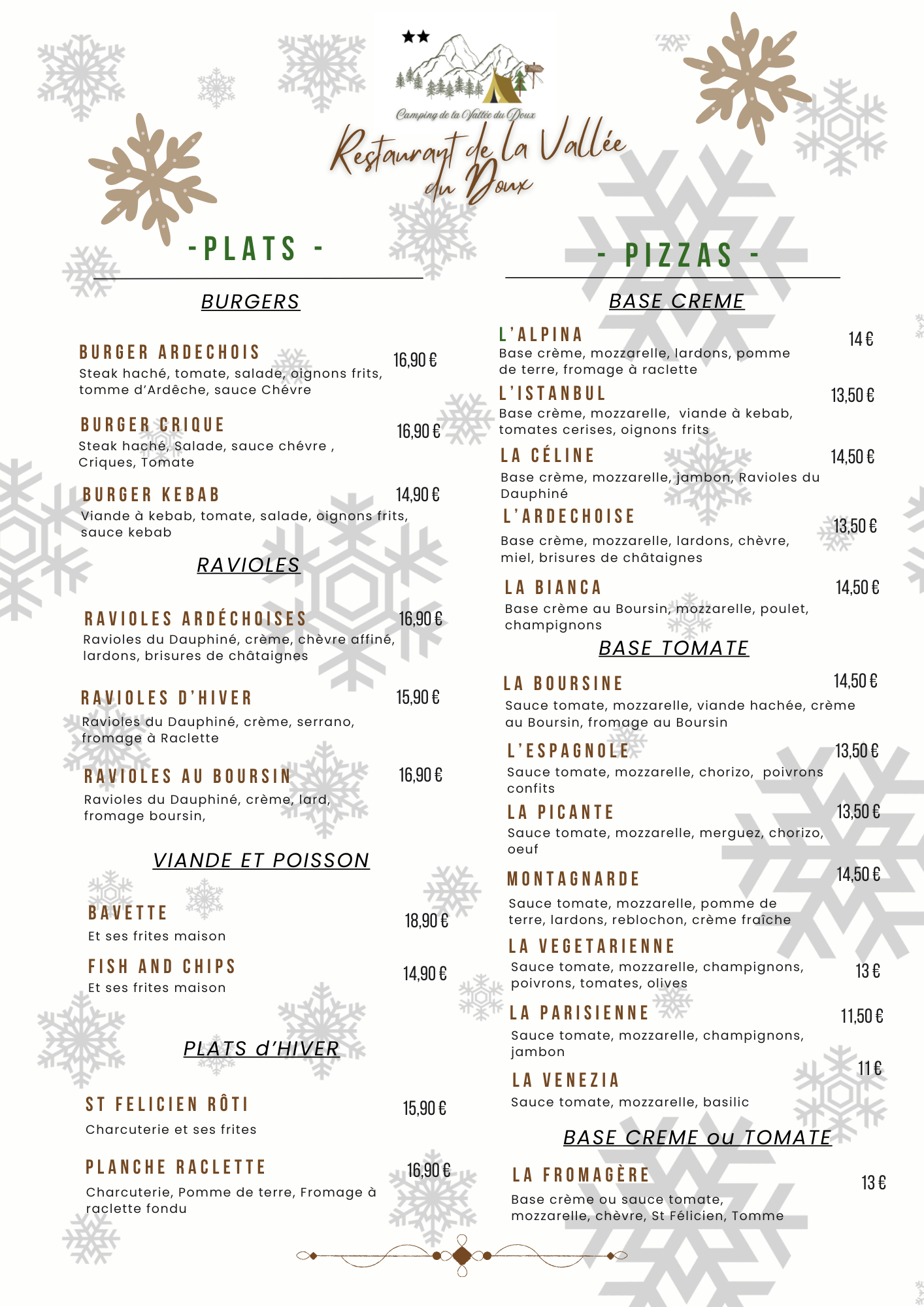 carte hiver restaurant vallee du doux