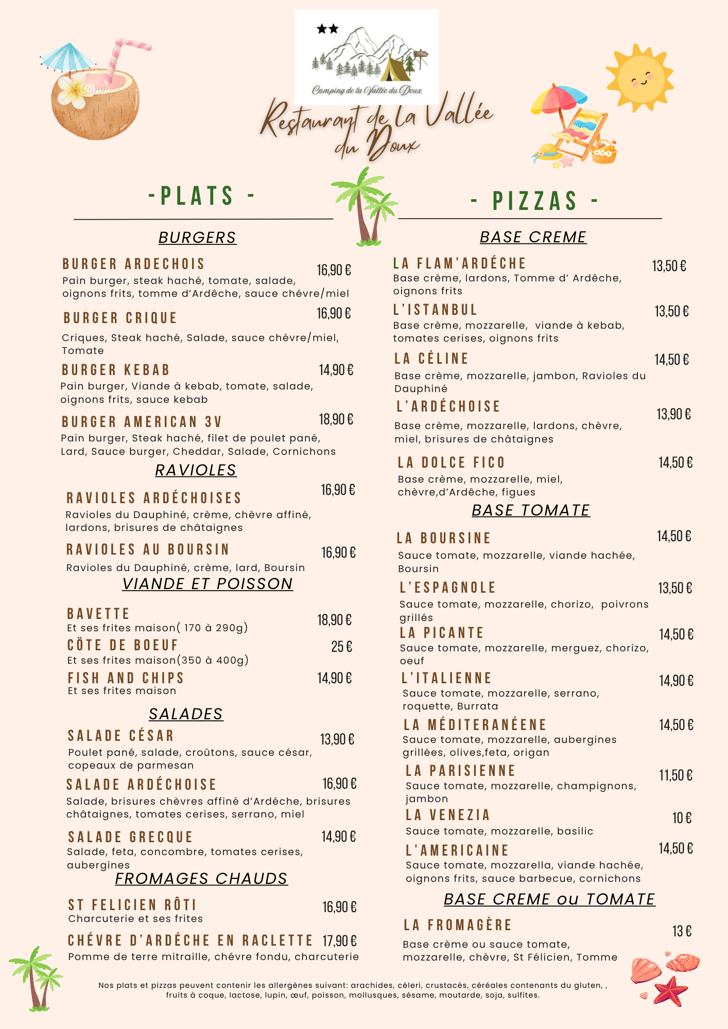 carte hiver restaurant vallee du doux